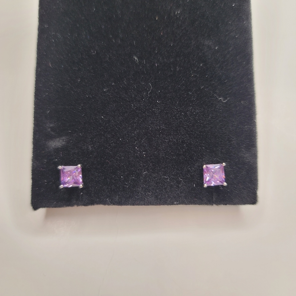 Amethyst Simulant/Purple Cubic Zirconia Stud Earrings